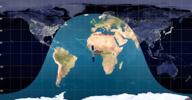 An attacker from anywhere within tens of millions of square kilometers can hijack the connection between a ship off the coast of Africa and a ground station in Ireland.