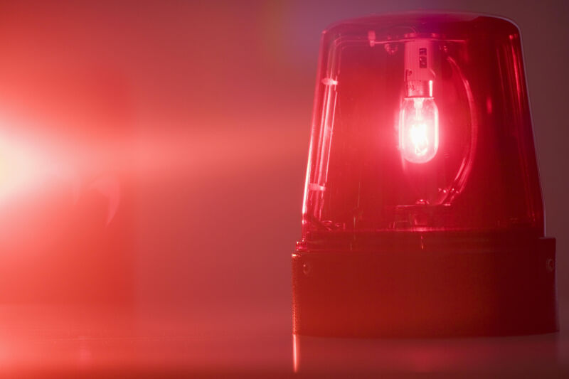 Stock photo of a glowing red emergency light