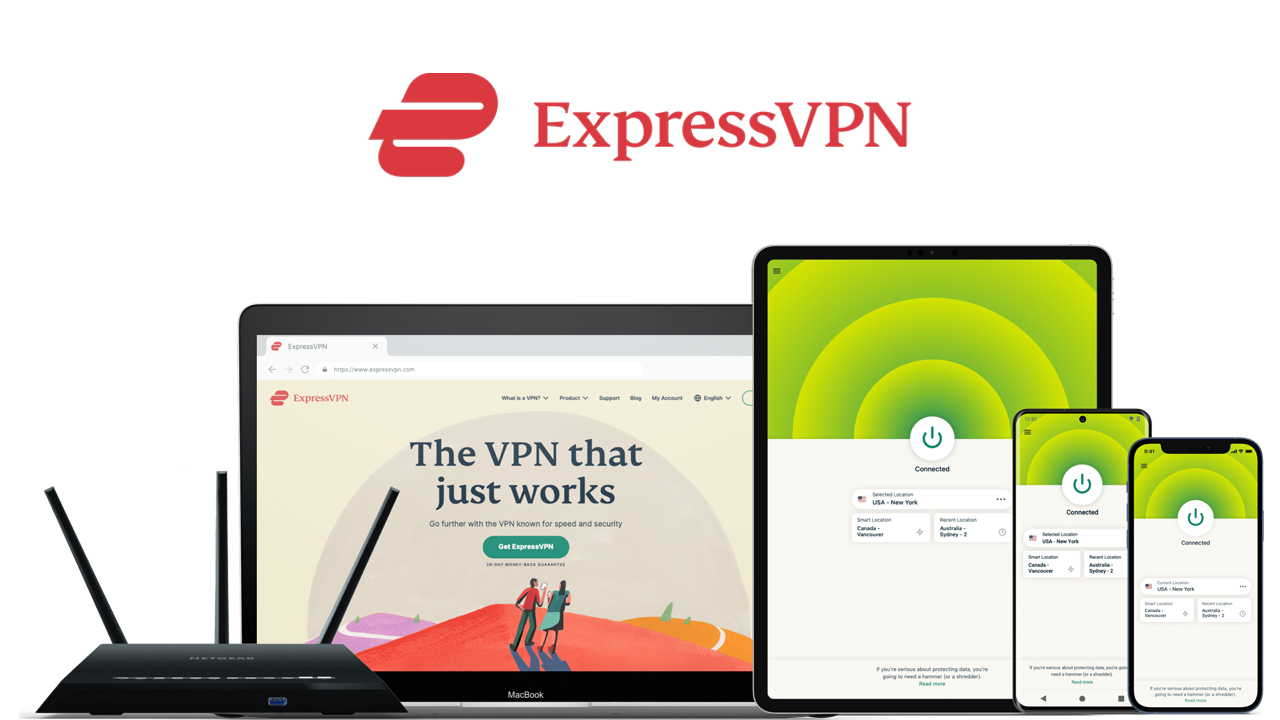 Devices displaying an ExpressVPN free trial vpn