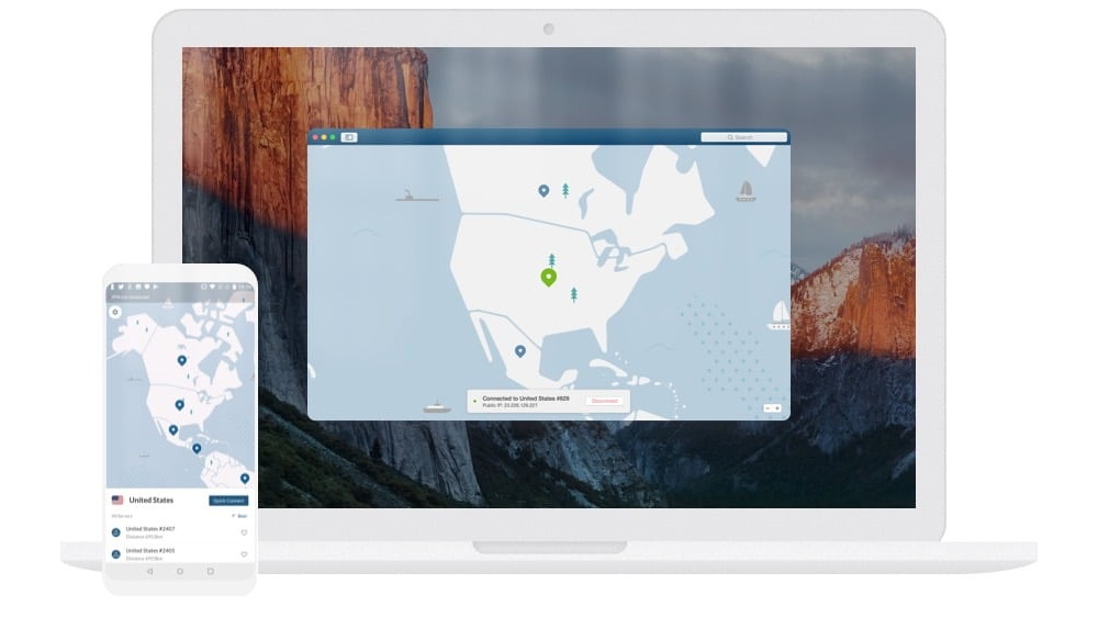 Devices displaying a NordVPN free trial vpn
