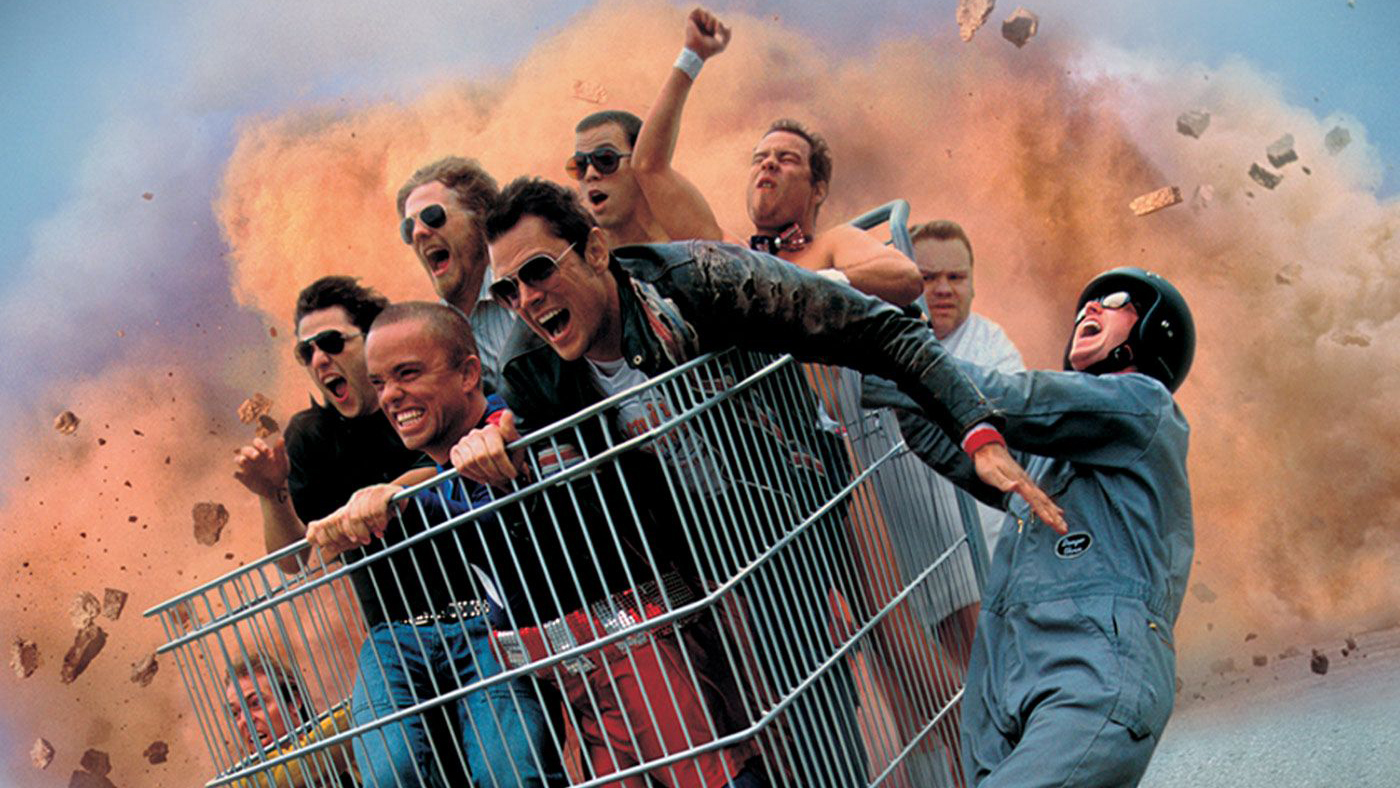 The cast of Jackass in a poster for Jackass the movie