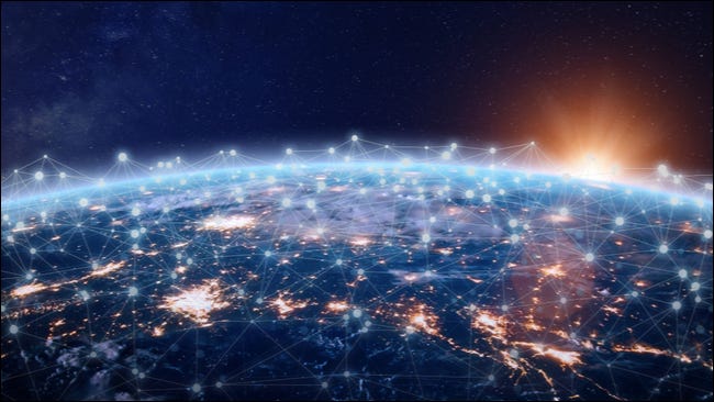 The globe with internet connection overlaid