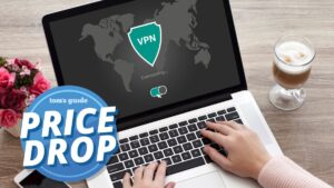 A laptop with a VPN active on it