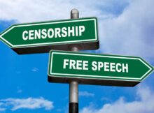 Censorship and Free speech green road signs