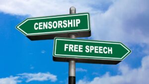 Censorship and Free speech green road signs