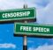 Censorship and Free speech green road signs