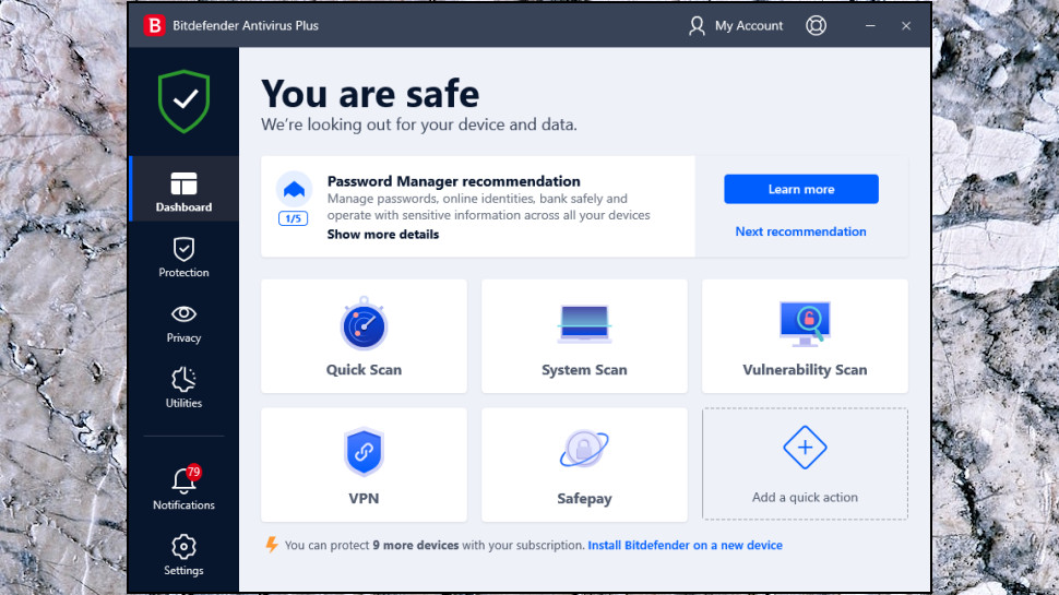 Bitdefender Antivirus Plus dashboard