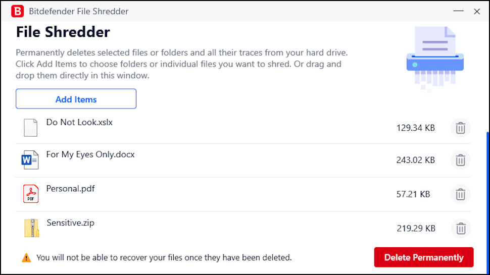 Bitdefender Antivirus Plus file shredder