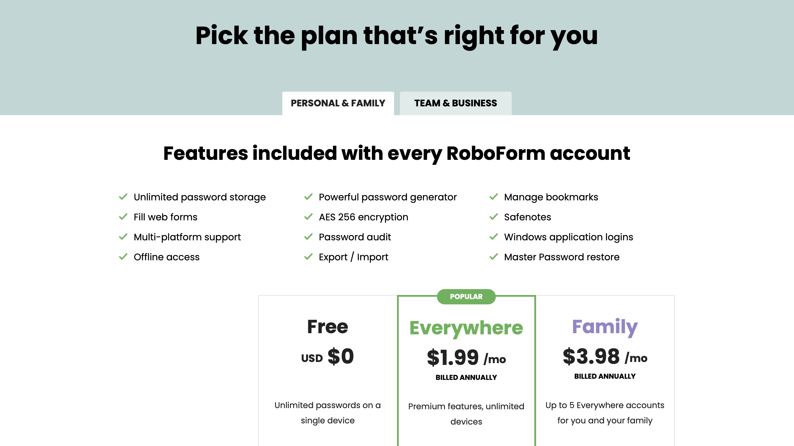 RoboForm pricing July 2023