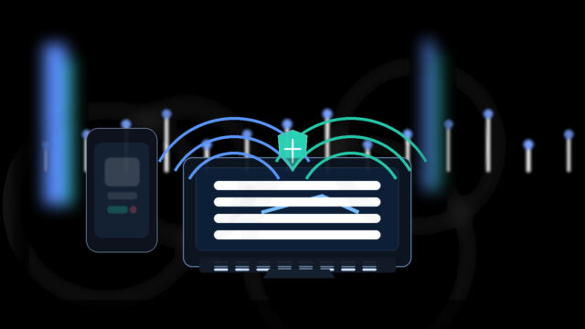 Editorial illustration showing a smartphone age check and a VPN-enabled laptop in a dark newsroom style scene