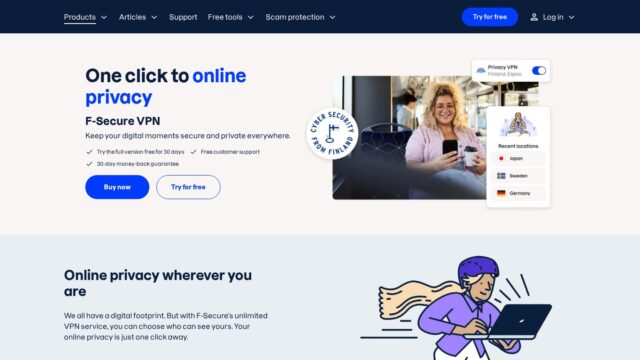F-Secure VPN official website screenshot