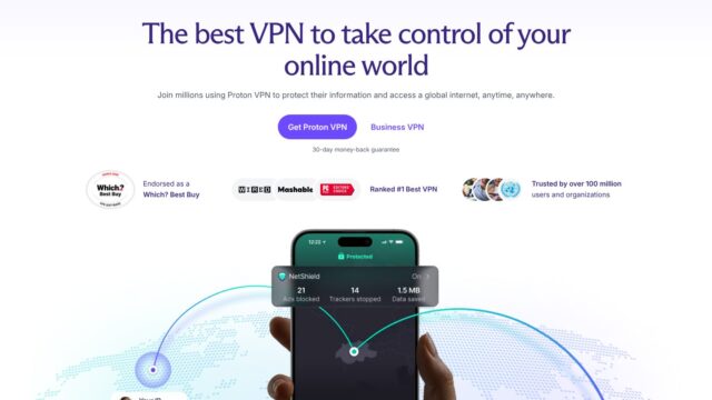 Proton VPN official website screenshot