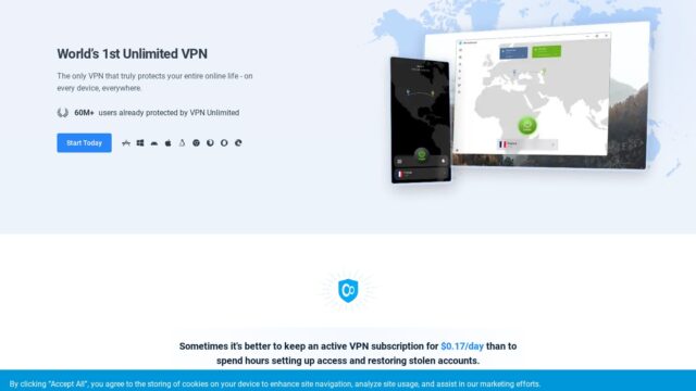 VPN Unlimited official website screenshot