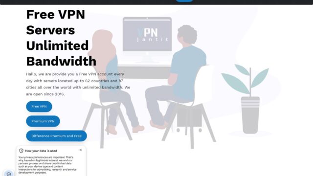 VPNjantit official website screenshot