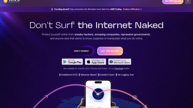 VPNSecure official website screenshot